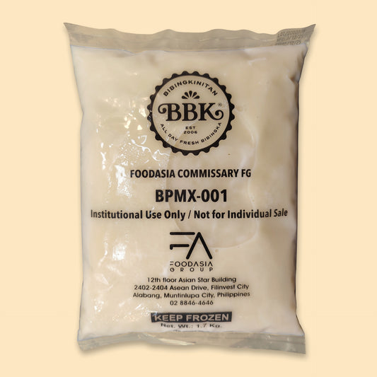 Bibingkinitan Premix Original 1.17kg package showing BBK logo and FoodAsia Commissary product details on white packaging